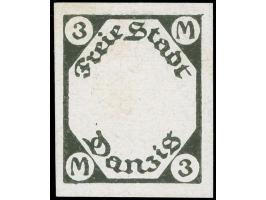 1921, Kleines Staatswappen 3 M., ungezähnter Probedruck in schwarz auf Kartonpapier, ohne Gummi, leichte Stockfleckchen auf d