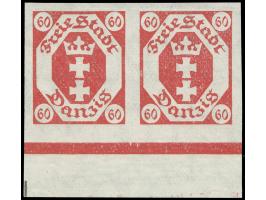 1921, Kleines Staatswappen 60 Pfg., ungezähnt, waaagerechtes Unterrandpaar, postfrisch, Haftstelle im Bogenrand, tadellos, un
