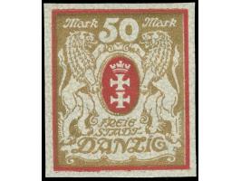 1922, Großes Staatswappen 50 M. lilarot/gold", ungezähnt, postfrisch, tadellos, sign. Richter