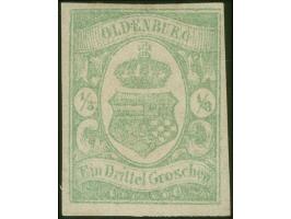 1861, ⅓ Gr. gelblichgrün, farbfrisch und allseits voll- bis breitrandig, ungebraucht mit Teilen der Originalgummierung, zum T