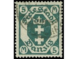 1922, Kleines Staatswappen 5 M., liegendes Wasserzeichen 2Y, zeitgerecht gestempelt, rechts unregelmäßig gezähnt, tadellos, s