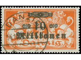 1923, Großes Staatswappen 10 Millionen auf 1000000 M., ohne Rosettenunterdruck, sauber und zeitgerecht gestempelt “DANZIG 14.