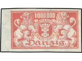 1923, Großes Wappen 1000000 M., ungezähnter Probedruck ohne Aufdruck, linkes Seitenrandstück, ungebraucht ohne Gummi, tadello