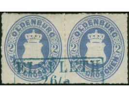 1862, 2 Gr. grauultramarin mit Durchstich 11¾ im waagerechten Paar mit klarem Rahmenstempel “ELSFLETH” in Blau, rechte Marke 