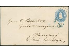 1862, Umschlag 2 Gr. blau, lange Gummierung, gebraucht mit blauem DKr. “OLDENBURG 3.12.” nach Hamburg mit Ankunftsstempel. Rü