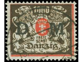1923, Großes Staatswappen 1000 M., ohne Rosettenunterdruck, sauber und zeitgerecht gestempelt “DANZIG 15.8.23”, tadellos, sig