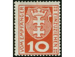 1921, Kleines Wappen 10 Pfg., Probedruck in orange, sauber ungebraucht, tadellos, Kurzbefund Gruber BPP (2019)