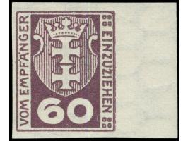 1921, Kleines Wappen 60 Pfg. dunkelbraunviolett, ungezähnt, rechtes Seitenrandstück, postfrisch, tadellos