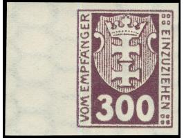 1921, Kleines Wappen 300 M., ungezähnt, linkes Seitenrandstück, postfrisch, tadellos