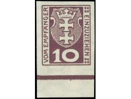 1921, Kleines Wappen 10 M. dunkelviolettpurpur, ungezähnt, Unterrandstück, postfrisch, tadellos