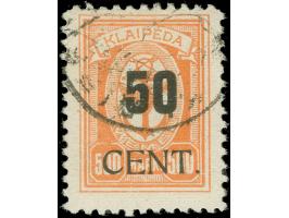 1923, Angliederung des Memellandes an Litauen 50 C. auf 500 M., weiter Abstand zwischen Wertziffer und Cent, gestempelt, tade