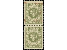1923, Freimarke 3 C. auf 300 M. oliv, senkrechtes Paar ohne Aufdruck auf der unteren Marke, postfrisch, in der Zähnung vorgef