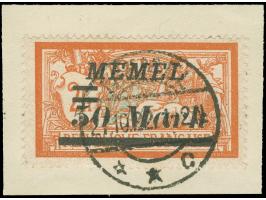 1922, Freimarke 50 M. auf 2 Fr. dunkelrötlichorange/hellgrünlichblau, Abstand zwischen 50 und Mark 3,2 statt 2,8 mm, sauber g