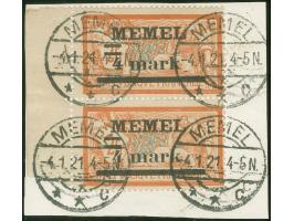 1920, Freimarke 4 m. auf 2 Fr. auf GC-Papier mit Aufdruckfehler „Querbalken der Wertziffer 4 verdickt“ auf der oberen Marke e