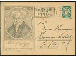 1939, Danziger Bürger 10 Pfg. Postkarte, Motiv Schopenhauer, mit Stempel “ZOPPOT 13.9.39" und Werbezusatz “Das Weltbad an der