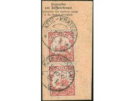 “KETE-KRATSCHI / TOGO / 15.7 12”, auf 1900 Kaiseryacht 10 Pfg. im senkrechten Paar auf Paketkarten-Briefstück, einwandfrei, d