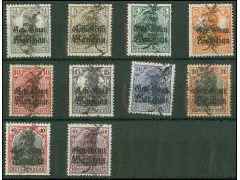 1918/19, Germania 2 Pfg. - 60 Pfg., Aufdrucktype II Blumenornament, zehn Werte, sauber ungebraucht, tadellos ,sign. Jungjohan