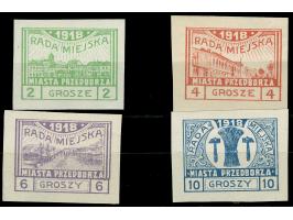1918, Stadt Przedbórz 2 Gr. - 10 Gr., Type 2, geschnitten, sauber ungebraucht, tadellos, bis auf 10 Gr. sign. Jungjohann BPP