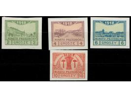 1918, Stadt Przedbórz 2 Gr. - 10 Gr., Type 3, geschnitten, sauber ungebraucht, tadellos, sign. Jungjohann BPP