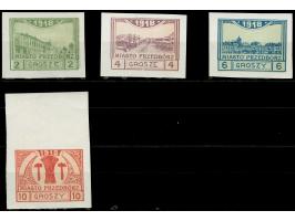 1918, Stadt Przedbórz 2 Gr. - 10 Gr., Type 1, geschnitten, sauber ungebraucht, tadellos, sign. Jungjohann BPP