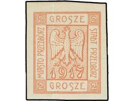 1917, Wappenzeichnung 2 Gr. orange, ungezähnter Probedruck in Type 2 auf ungummiertem Papier, tadellos, sign. Jungjohann BPP