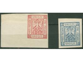 1917, Wappenzeichnung 2 Gr. und 4 Gr., Type 5, geschnitten, 2 Gr. als linke untere Bogenecke, sauber ungebraucht, tadellos, s