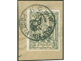 1915, nicht ausgegebene Stadtpostmarke: Wappen 5 Gr. dunkelgraugrün Unterdruck mittelgraugelb, sauber gestempelt "K.O.m.W. PO