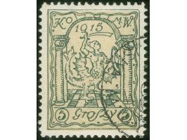 1915, nicht ausgegebene Stadtpostmarke: Wappen 5 Gr. dunkelgraugrün Unterdruck hellchromgelb, sauber gestempelt, tadellos, si