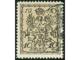 1915, nicht ausgegebene Stadtpostmarke: Wappen 10 Gr. braunschwarz Unterdruck mittelgraugelb, sauber gestempelt, tadellos, si