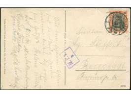 1920, Germania Kriegsdruck 30 Pfg. dunkelrotorange/schwarz auf mittelchromgelb, mit Stempel “MEMEL * 1 f 6.7.20” auf Ansichts