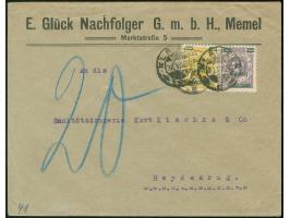 1923, Freimarken 15 C. auf 40 M. lebhaftgrauviolett und 25 C. auf 20 M. dunkelrötlichgelb, mit sauberem Stempel “KLAIPEDA 31.