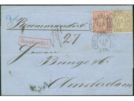 5 Gr. ocker, zusammen mit gezähnter Ausgabe 1 Gr., mit Hufeisenstempel "LÜBECK 1/8 71" auf eingeschriebener Briefhülle nach A