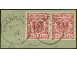 1890/1901, Krone/Adler 10 Pfg. lebhaftlilarot, waagerechtes Paar mit Plattenfehler “P der rechten Währungsangabe Pf. mit kurz