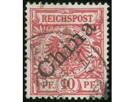 1898, Diagonalaufdruck 10 Pfg. lebhaftlilarot, mit Plattenfehler “P der rechten Währungsangabe Pf mit kurzem Fuß”, sauber ges