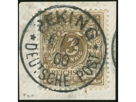 1900, Krone/Adler 3 Pfg. dunkelockerbraun, sauber gestempelt “PEKING 6/12 00” auf Briefstück, tadellos, doppelt sign. R.Steue