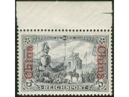 1901, Germania Reichspost Type I 3 M. violettschwarz, Oberrandstück, postfrisch, Falz im Oberrand, tadellos, unsigniert, Kurz