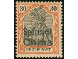1901, Germania Reichspost 30 Pfg. rötlichorange/rotschwarz auf mattgelblichorange, mit Aufdruck “Specimen”, sauber ungebrauch