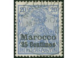 1900, Germania 35 C. auf 20 Pfg. dunkelviolettultramarin, mit Plattenfehler III “senkrechter Kratzer in Schraffuer links nebe