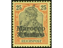 1900, Germania ohne Wz. 30 C. auf 25 Pfg. rötlichorange/gelbschwarz auf hellgelb, mit Plattenfehler “R von Reichspost in der 