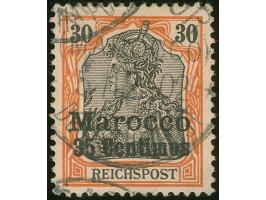 1900, Germania ohne Wz. 35 C. auf 30 Pfg. rötlichorange/schwarz auf mattgelblichorange, mit Plattenfehler “blasenförmiger wei