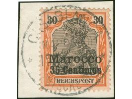 1900, Germania ohne Wz. 35 C. auf 30 Pfg. rötlichorange/rotschwarz auf mattgelblichorange, mit Plattenfehler “dicker weißer P