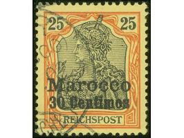 1900, Germania ohne Wz. 30 C. auf 25 Pfg. rötlichorange/gelbschwarz auf hellgelb, mit Plattenfehler VI “Anstrich des R von &n