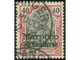 1900, Germania ohne Wz. 50 C. auf 40 Pfg. dunkelrötlichkarmin/schwarz, mit Plattenfehler “Reichspost unten angeschnitten dabe
