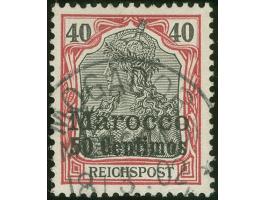 1900, Germania ohne Wz. 50 C. auf 40 Pfg. rotkarmin/schwarz, mit Plattenfehler “linke 40 oben angeschnitten” (PF 19 nach Knop