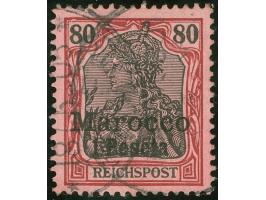 1900, Germania ohne Wz. 1 P. auf 80 Pfg. rotkarmin/schwarz auf rosa, mit Plattenfehler “blasenförmiger weißer Fleck ziwschen 