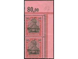1900, Germania ohne Wz. 1 P. auf 80 Pfg. dunkelrötlichkarmin/rotschwarz auf mattkarmin, senkrechtes Paar aus der rechten ober