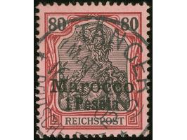 1900, Germania ohne Wz. 1 P. auf 80 Pfg. rotkarmin/schwarz auf rosa, mit Plattenfehler “0 der linken Wertangabe 80 oben links