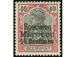1900, Germania Reichspost 50 C. auf 40 Pfg. dunkelrötlichkarmin/schwarz, mit Aufdruck “Specimen”, postfrisch, tadellos, sign.