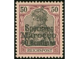1900, Germania Reichspost 60 C. auf 50 Pfg. dunkelbräunlichlila/rotschwarz auf mattbraunorange, mit Aufdruck “Specimen”, post