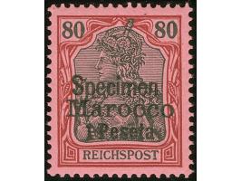 1900, Germania Reichspost 1 P. auf 80 Pfg. dunkelrötlichkarmin/rotschwarz auf mattkarmin, mit Aufdruck “Specimen”, postfrisch